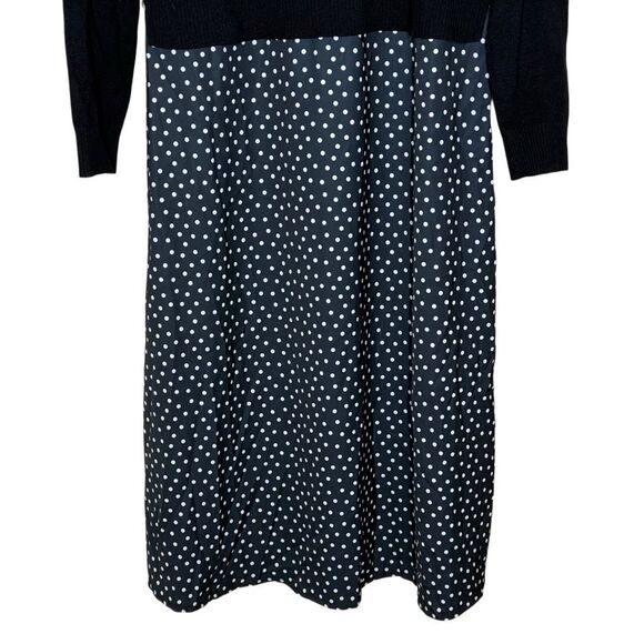 Hailey Lyn Black Long Sleeve Maxi Sweater Dress Size M Polka Dot Knit Round Neck - Picture 7 of 11